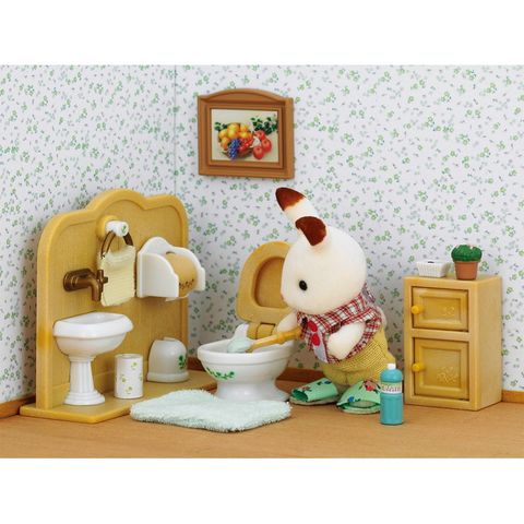  Bộ Anh Thỏ Nâu và Đồ Nhà Tắm Sylvanian Families 2203 Chocolate Rabbit Brother Set 