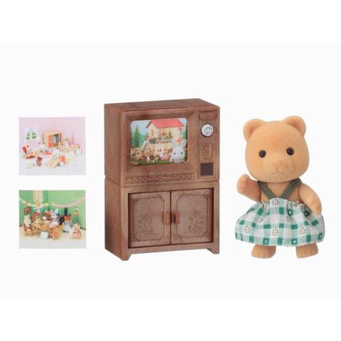  Sylvanian Families Gấu nhỏ và chiếc tivi - Bear Sister with TV set 