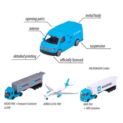  212057289 Xe Mô Hình MAJORETTE MAERSK Transport Vehicles 