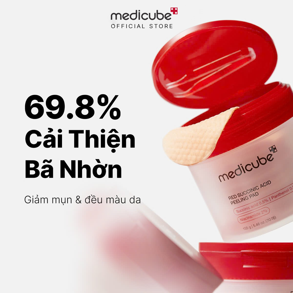 Toner Red Succinic Acid Peeling Pad 155g/ 70 miếng