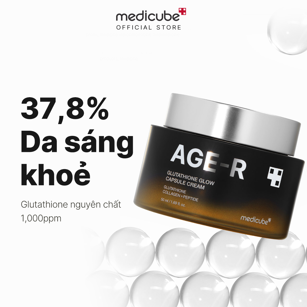 Kem dưỡng sáng da AGE-R Glutathione Glow Capsule Cream 50ml