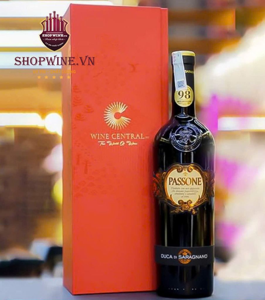 Hộp Rượu Vang 1 Chai + Rượu vang Ý Passone Puglia Duca di Saragnano