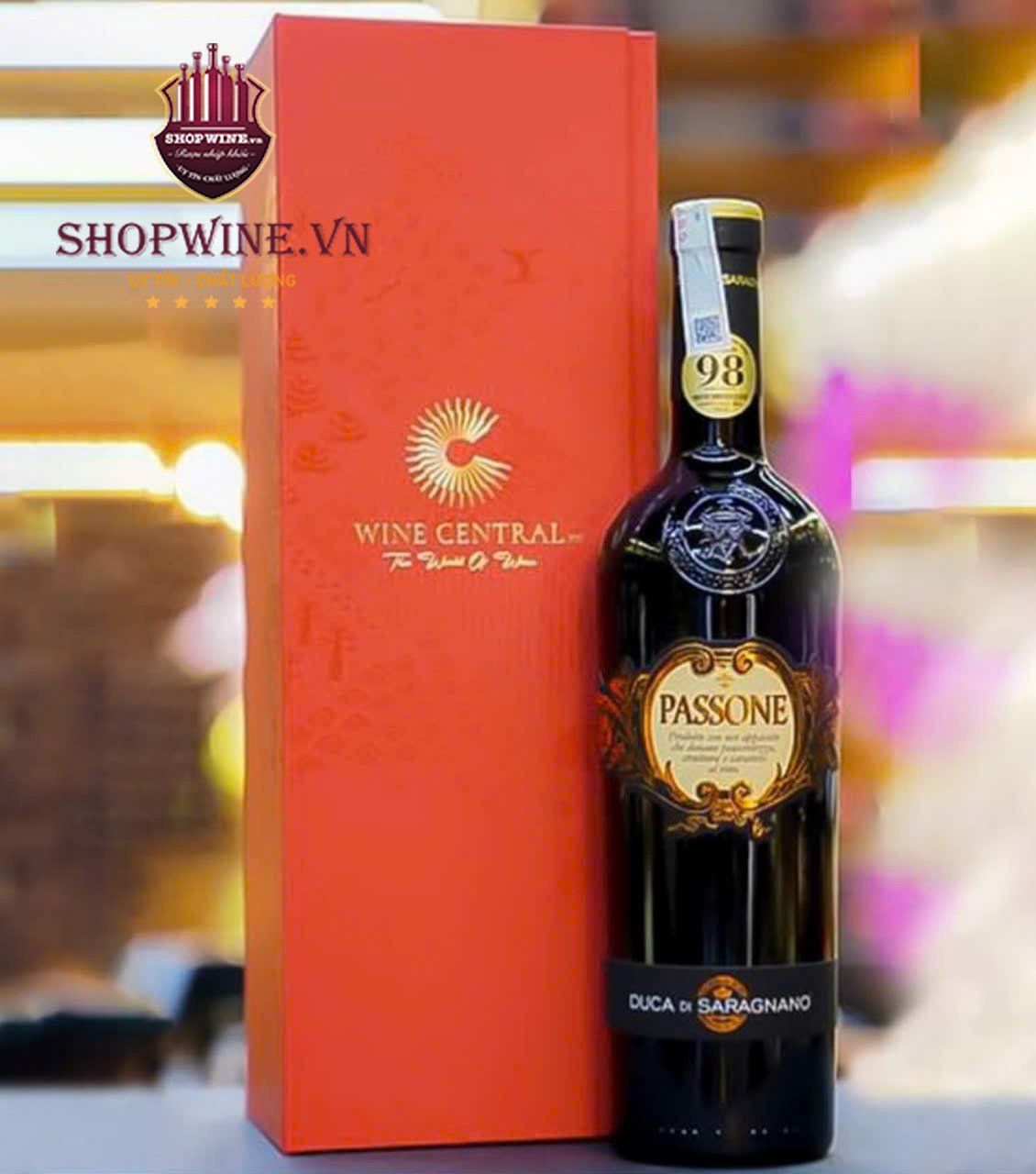Hộp Rượu Vang 1 Chai + Rượu vang Ý Passone Puglia Duca di Saragnano