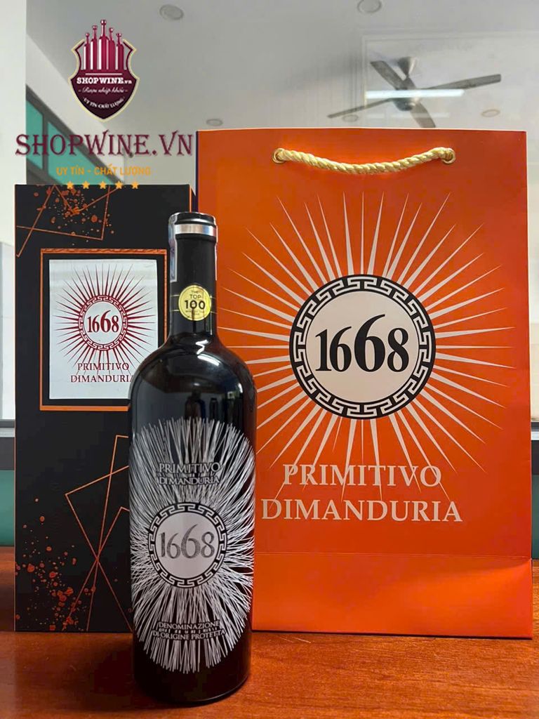 Hộp Rượu Vang 1 Chai + Rượu Vang 1668 Primitivo Di Manduria