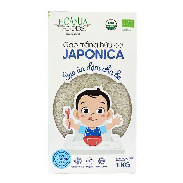 Gạo trắng hữu cơ Japonica Hoa Sữa 1kg (gạo ăn dặm cho bé)