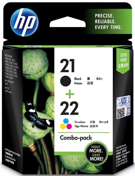 Mực in Chính hãng HP 21 Black/22 Tri-Color 2-Pack Original Ink Cartridge (CC630AA)