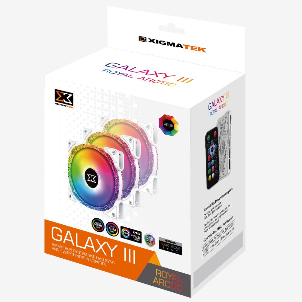 Bộ 3 Fan Case Xigmatek GALAXY III ROYAL ARTIC - BR120 ARGB (EN46881)