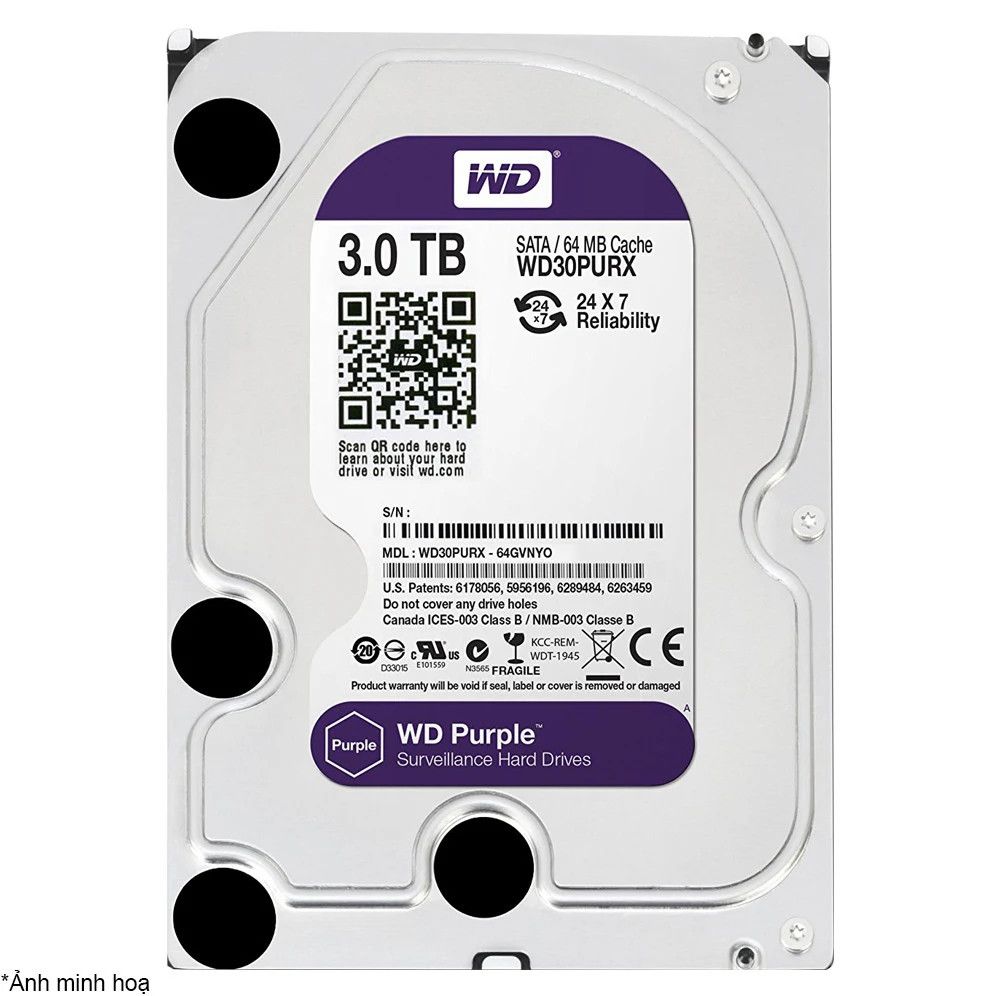 Ổ cứng HDD Camera 3TB WD Digital 3.5 inch Sata3 tím (WD30PURX) - Chính Hãng