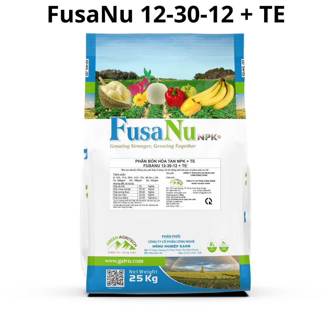 Phân bón hòa tan FusaNu 12-30-12 + TE