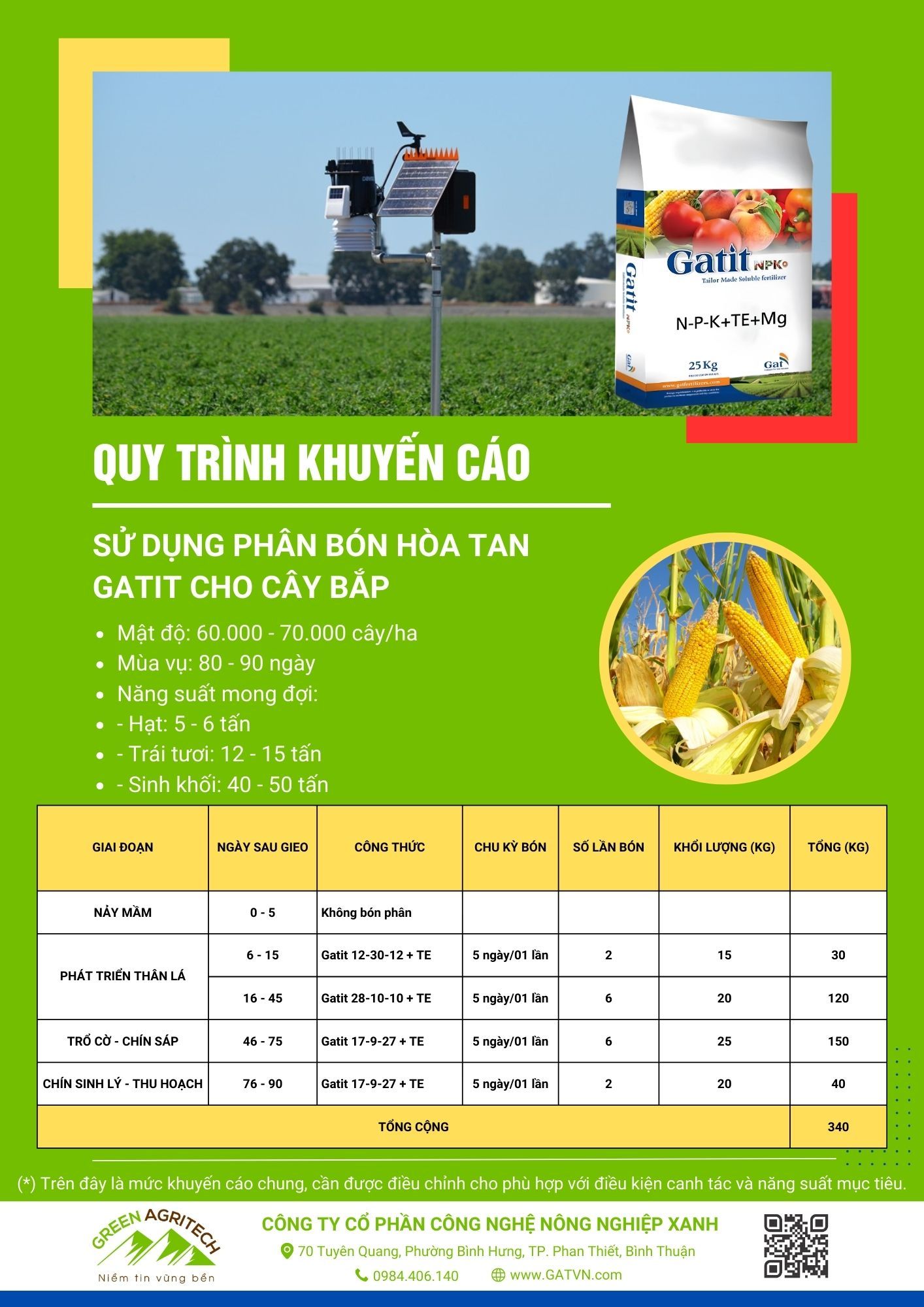 Dinh dưỡng cho cây bắp - Phân bón hòa tan Gatit