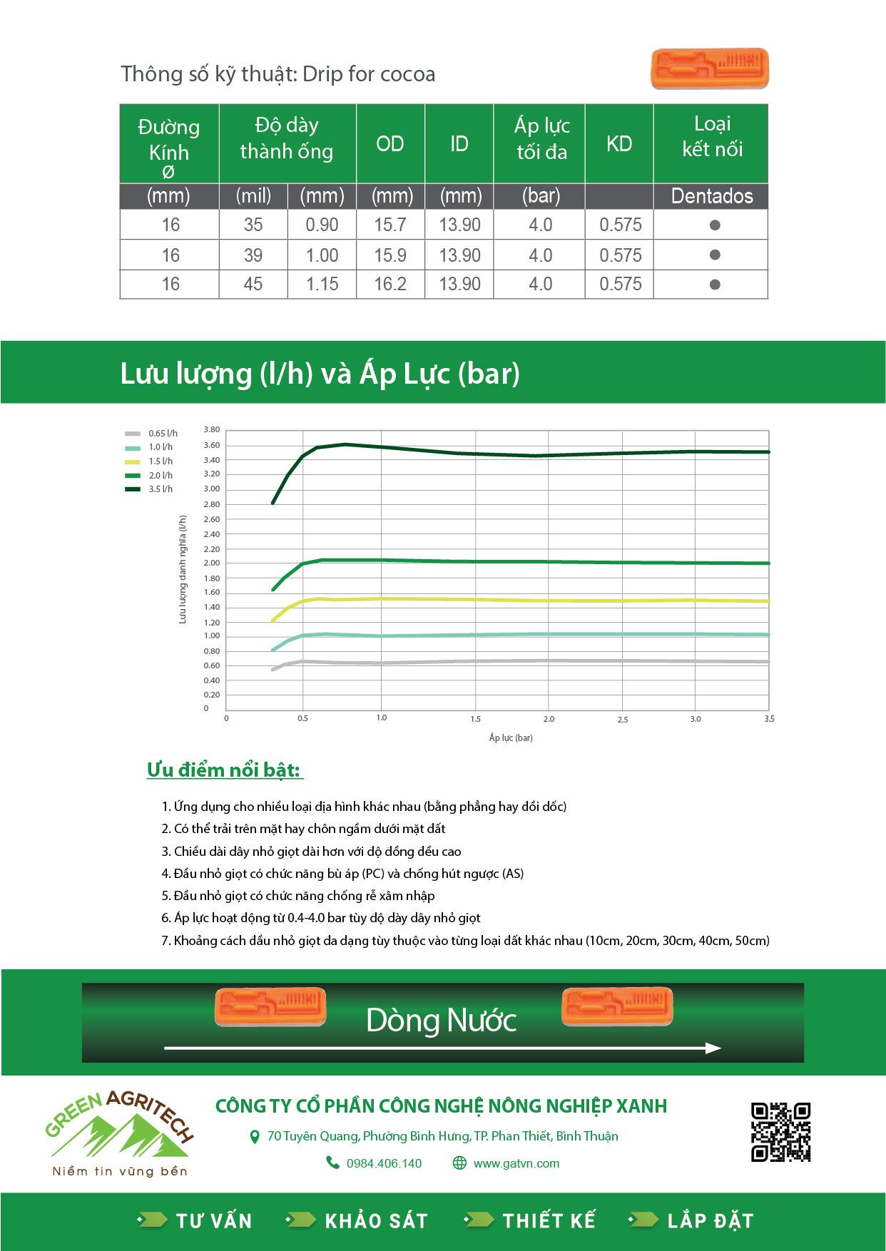  Dây tưới nhỏ giọt cho Ca Cao 