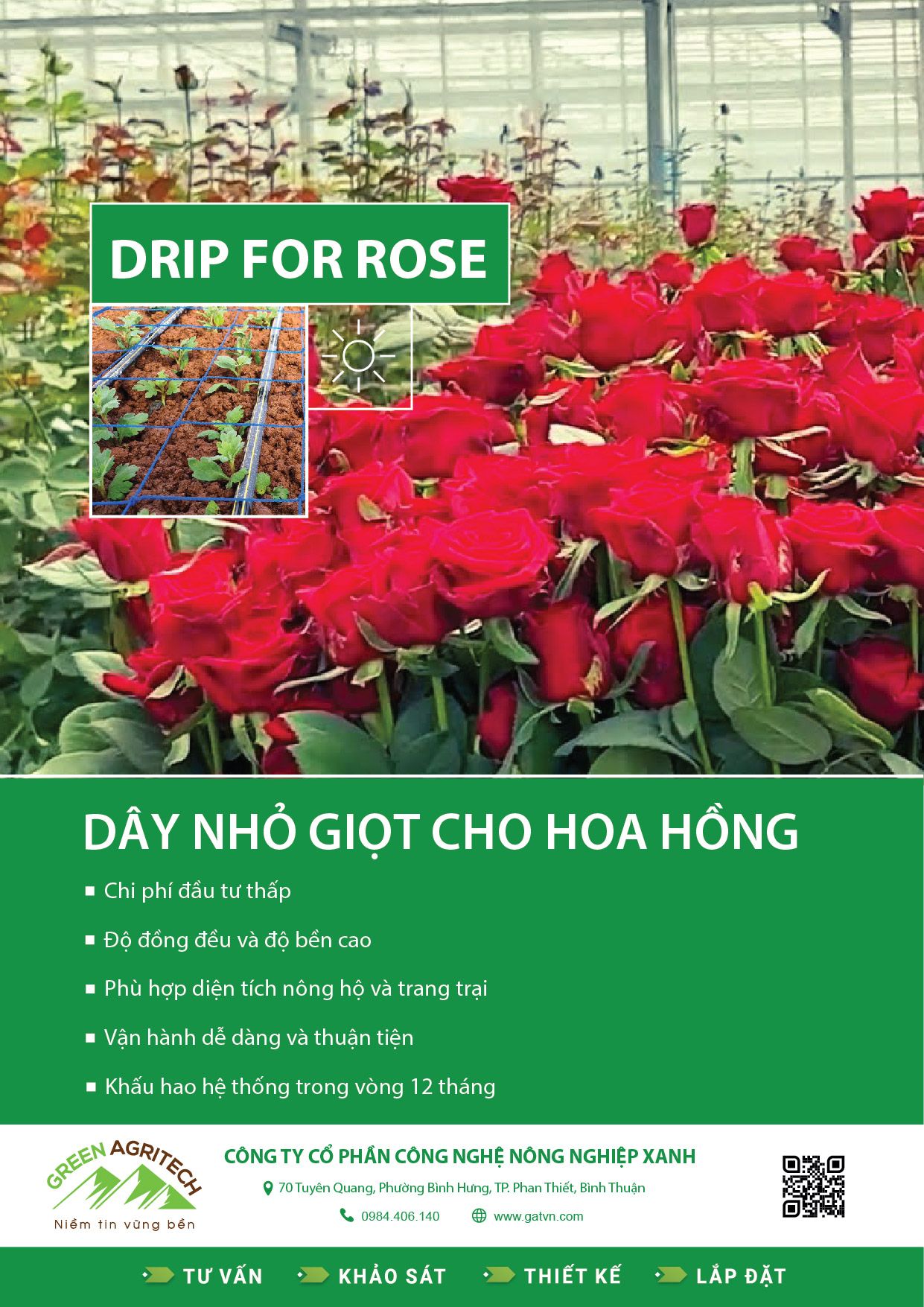 Dây tưới nhỏ giọt cho hoa Hồng