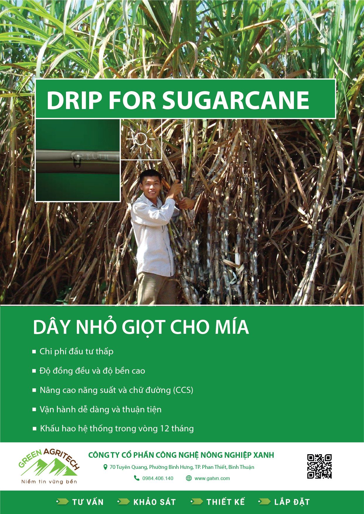 Dây tưới nhỏ giọt cho Mía