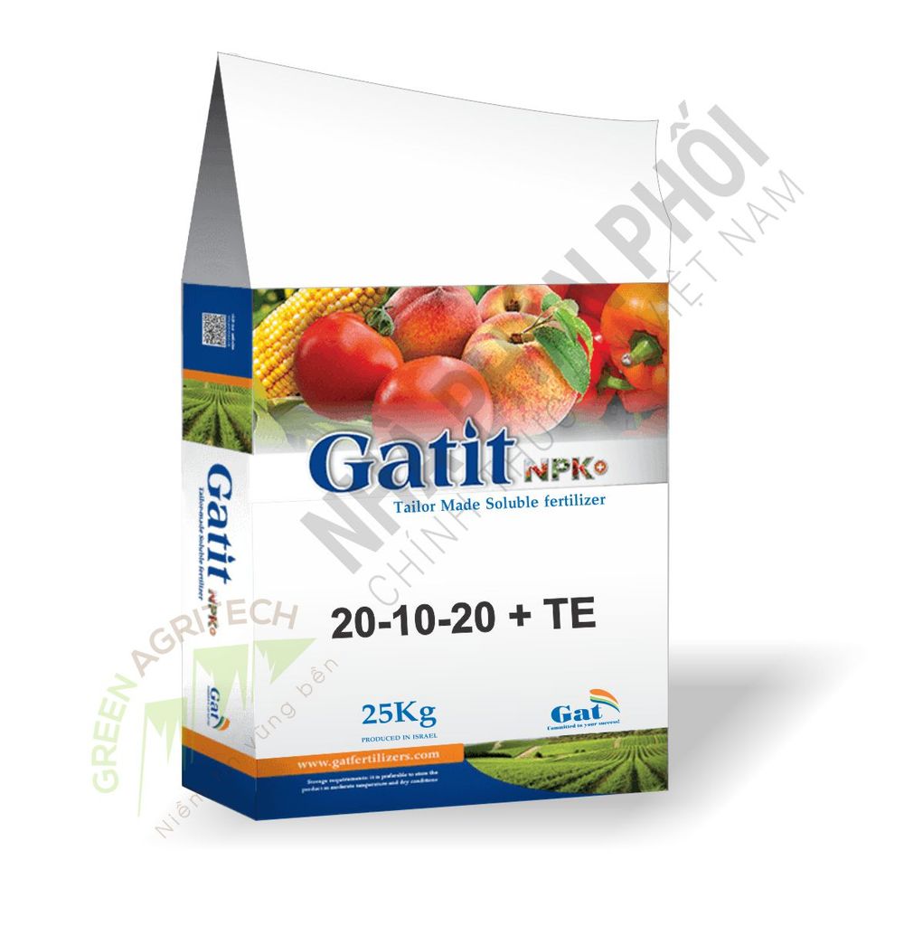 Phân bón hòa tan dòng cân đối GATIT NPK 20-10-20 + TE (Gatit CF)
