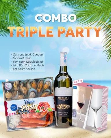  Combo vang trắng và hải sản lạnh ăn liền Triple Party 