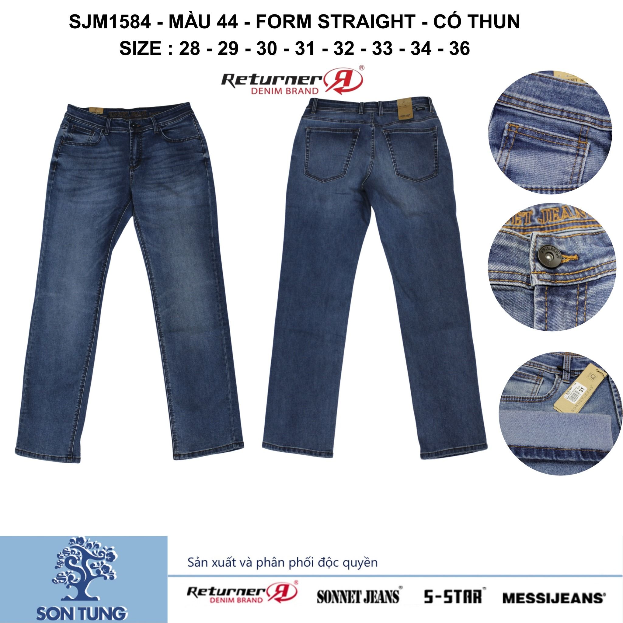 Quần dài Jeans Nam SJM1584 (Straight) Có co giãn