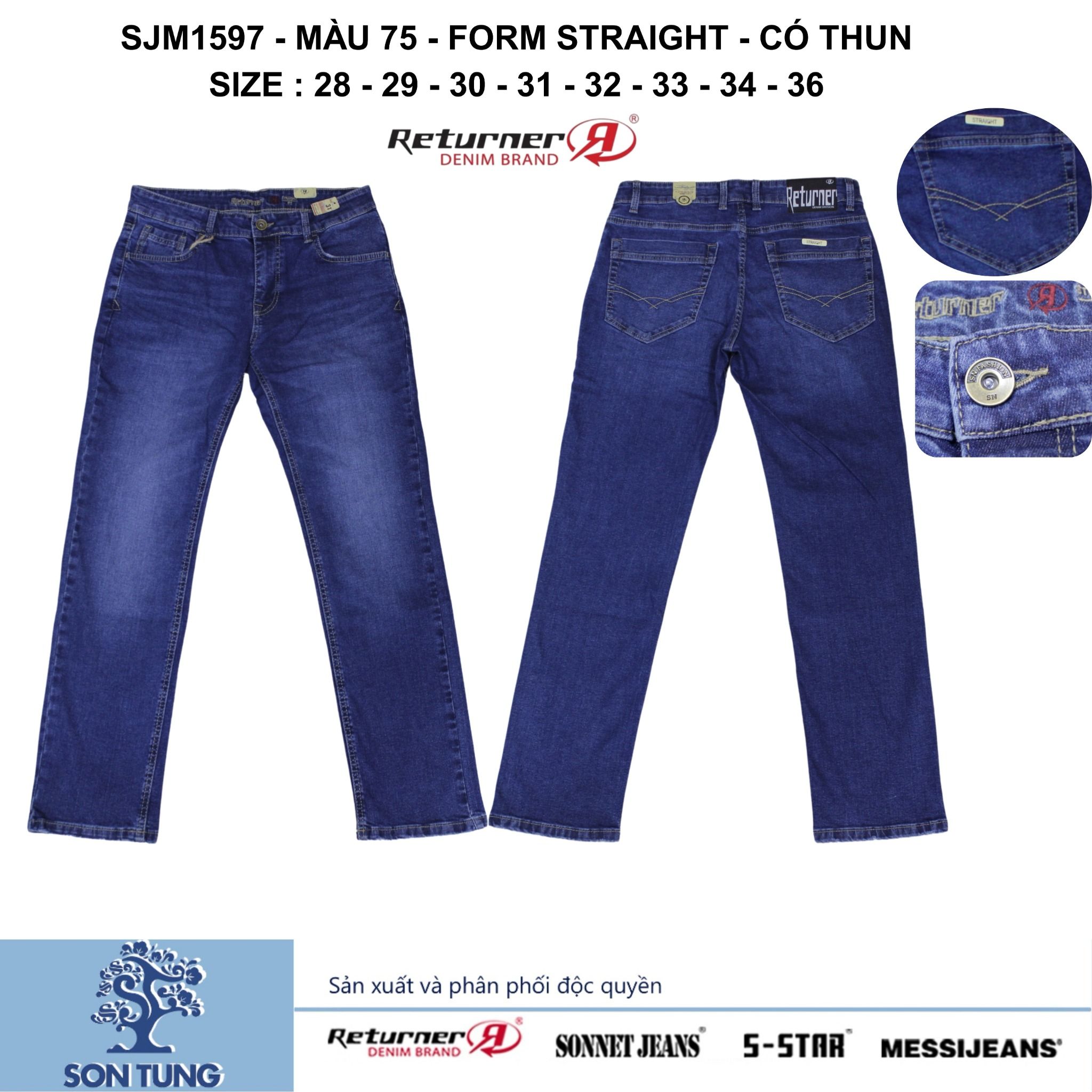 Quần dài Jeans Nam SJM1597 (Straight) Có co giãn