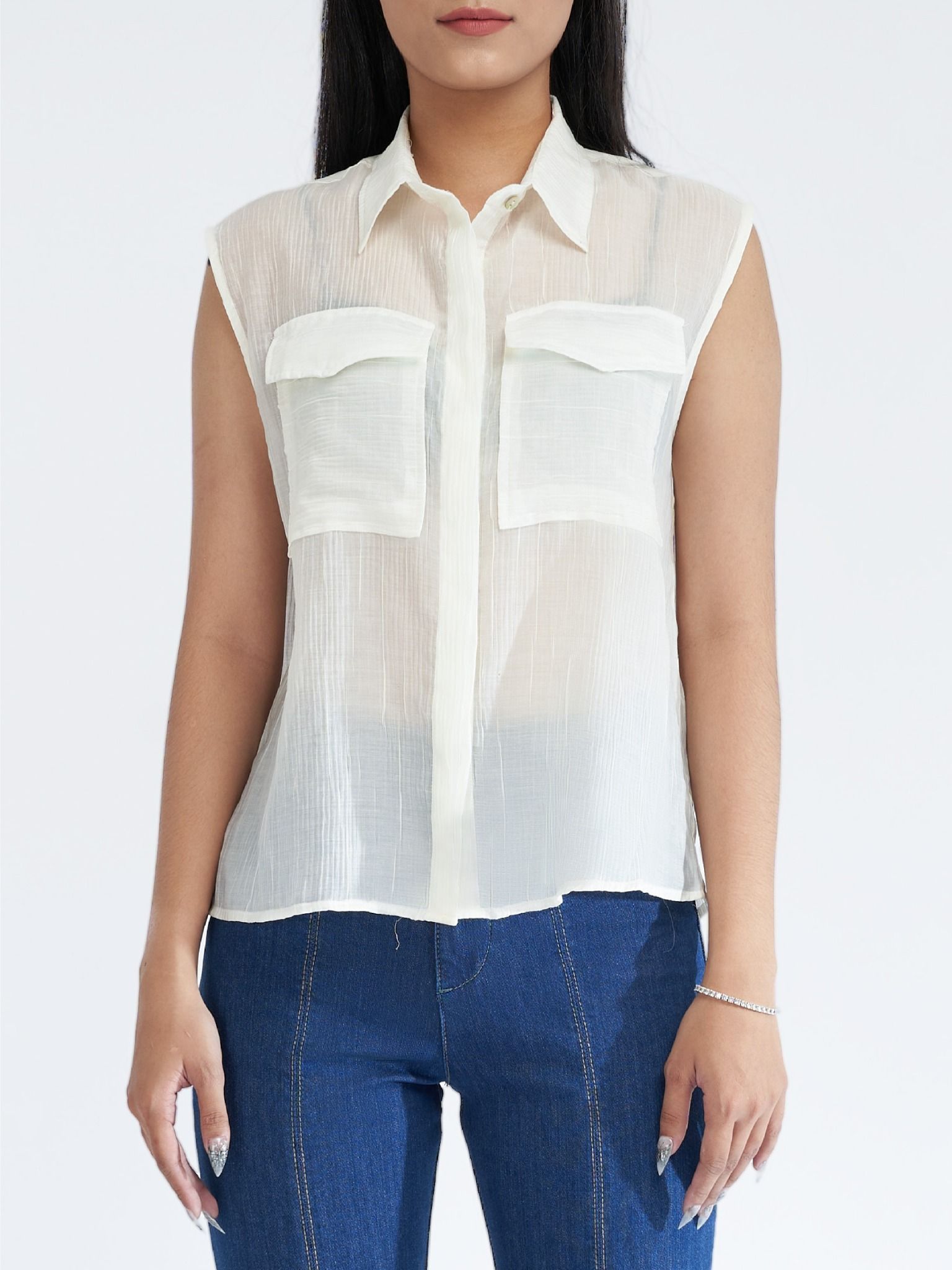 Áo sơ mi nữ không tay MSW-523 (Freesize)
