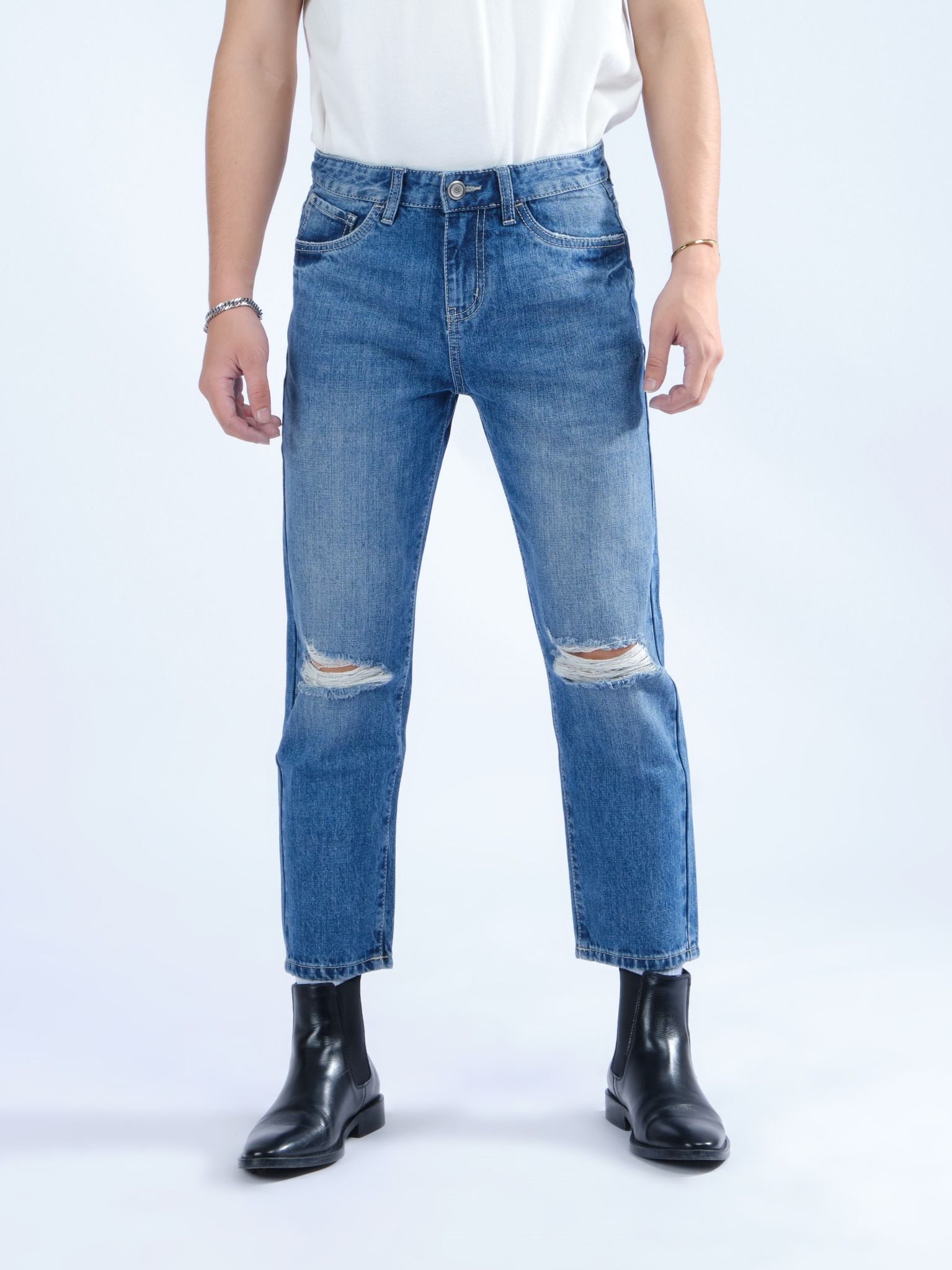 Quần dài jeans nam rách gối MESSI SJM1130-88 (Skinny)