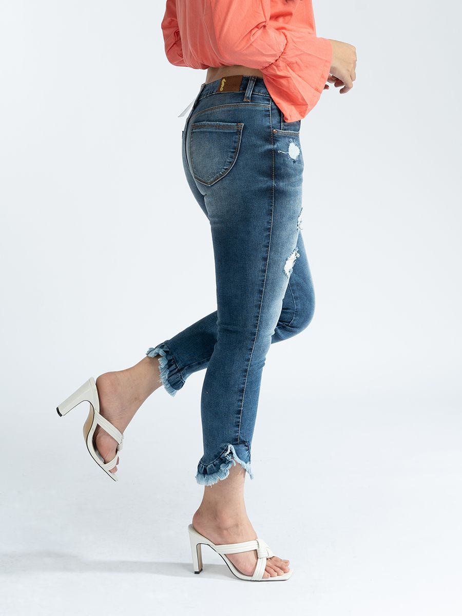 Quần nữ lửng jeans(kiểu) MESSI SJW-74685 (Mid rise skinny)