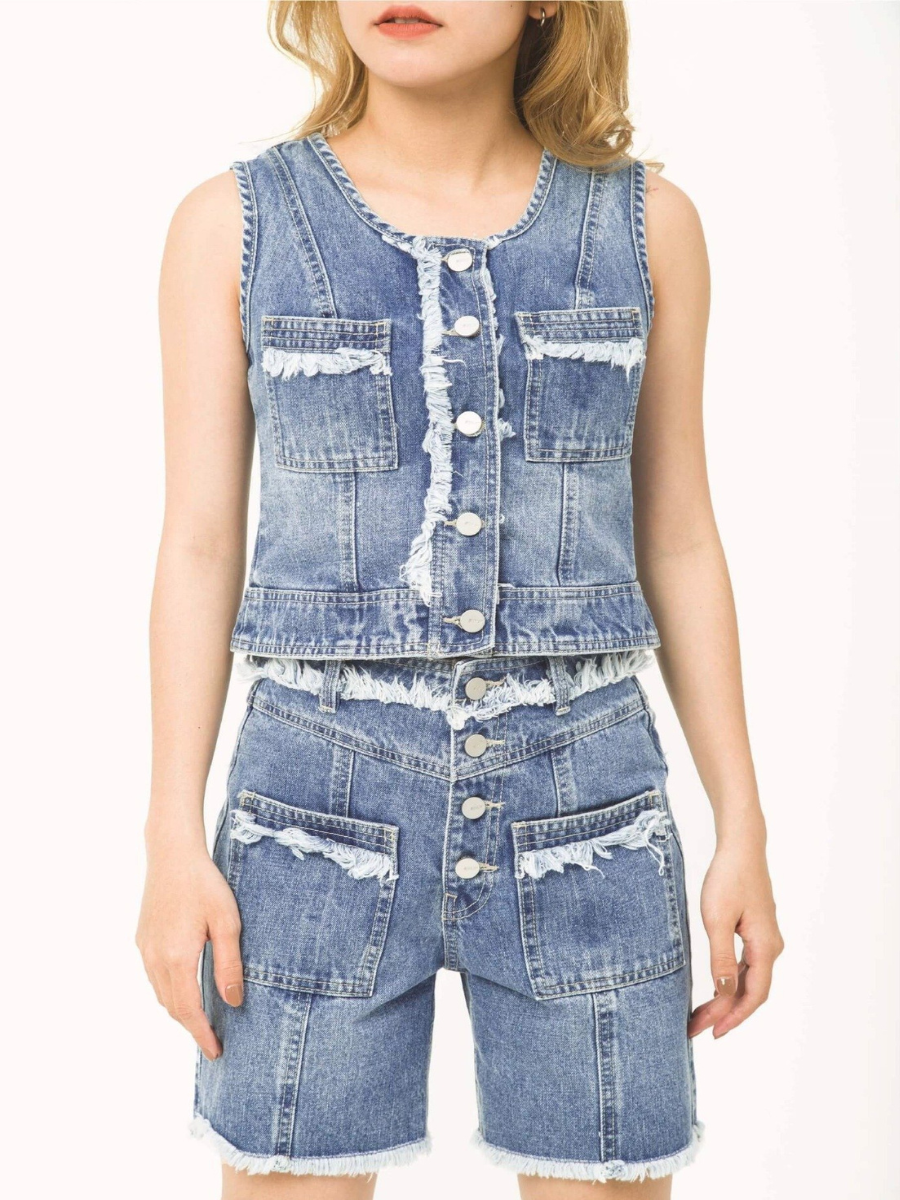 Áo gile jeans nữ thời trang MESSI WJT0172 (Tailor)