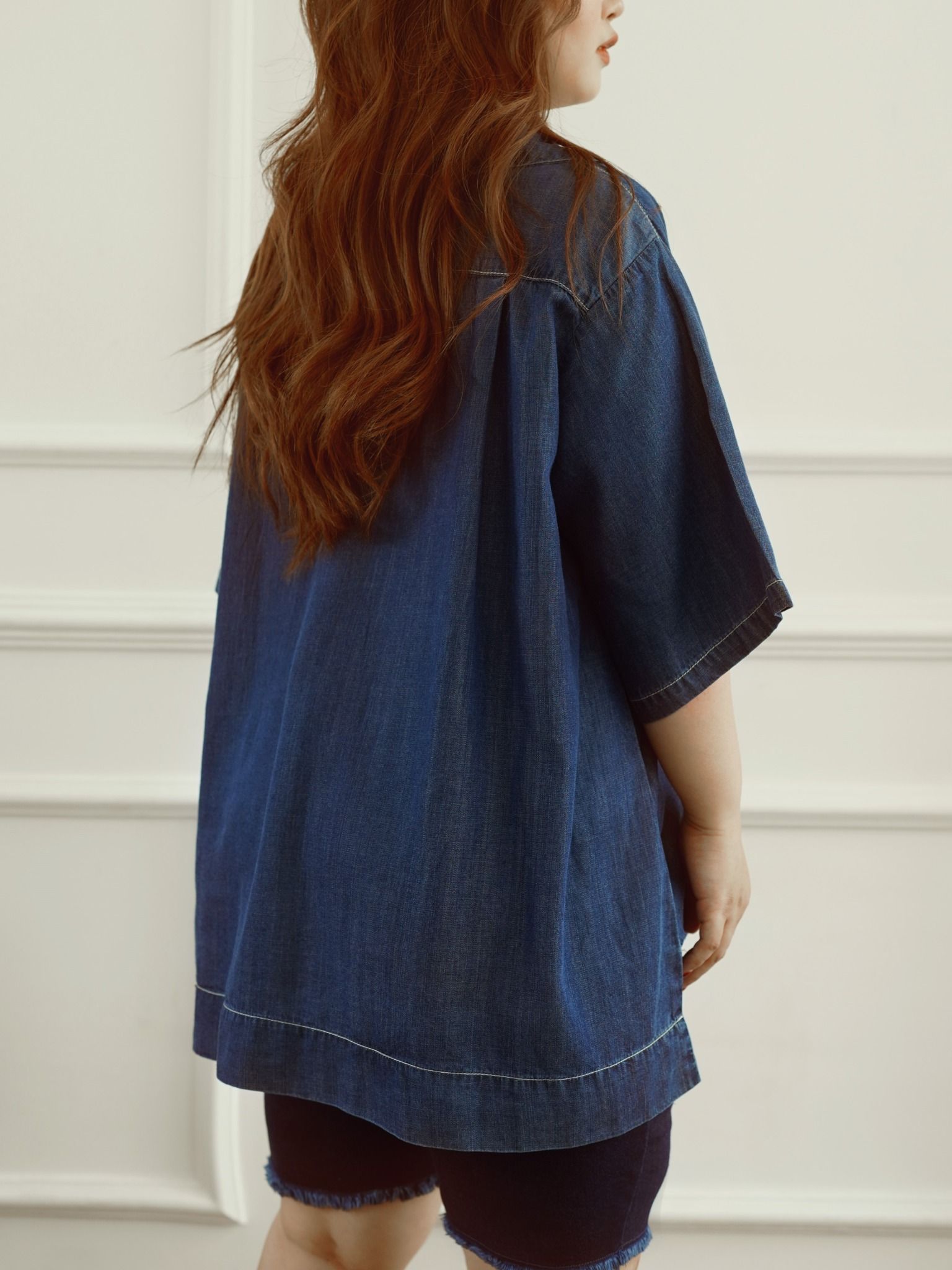 Plus Size - Áo kiểu nữ jeans Plus Size WJB0248-48 (Plus size)