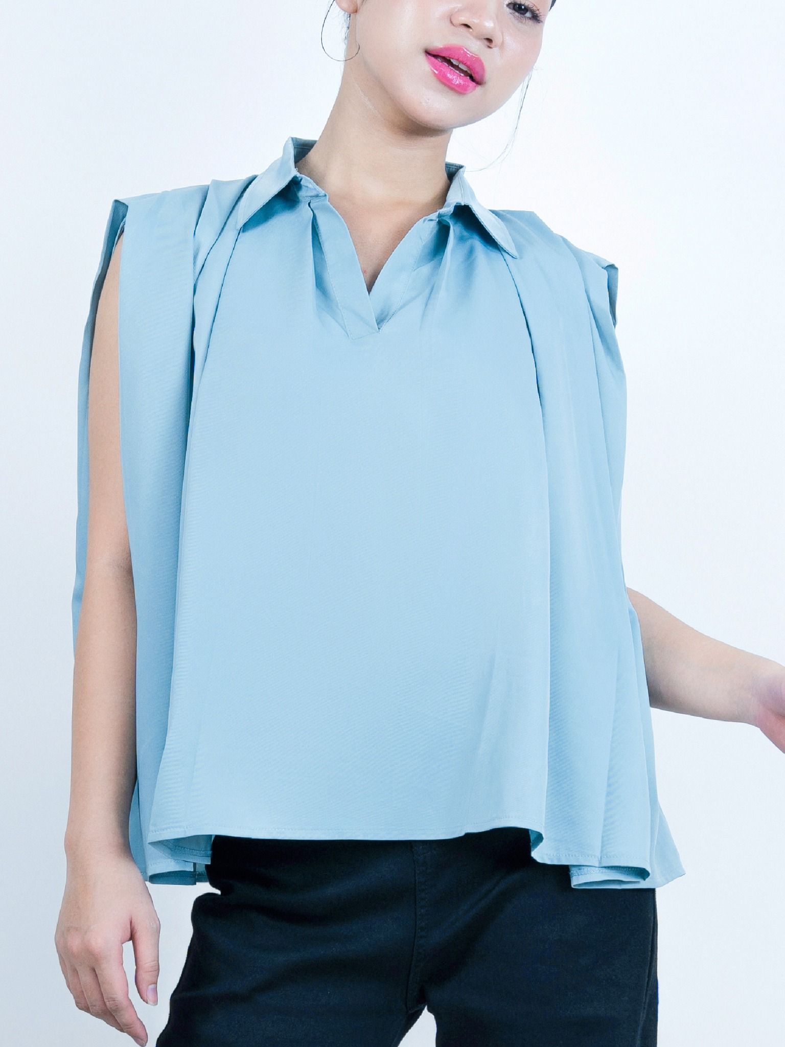 Áo sơ mi không tay xếp ly vai MSW-559-27 (Freesize)