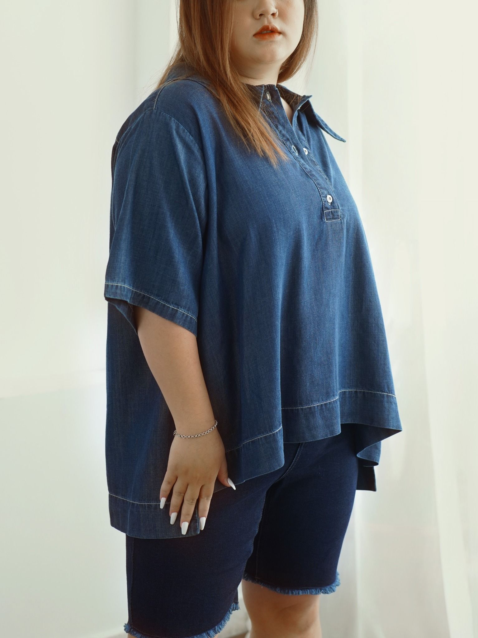 Plus Size - Áo kiểu nữ jeans WJB0248-45 (Plus size)