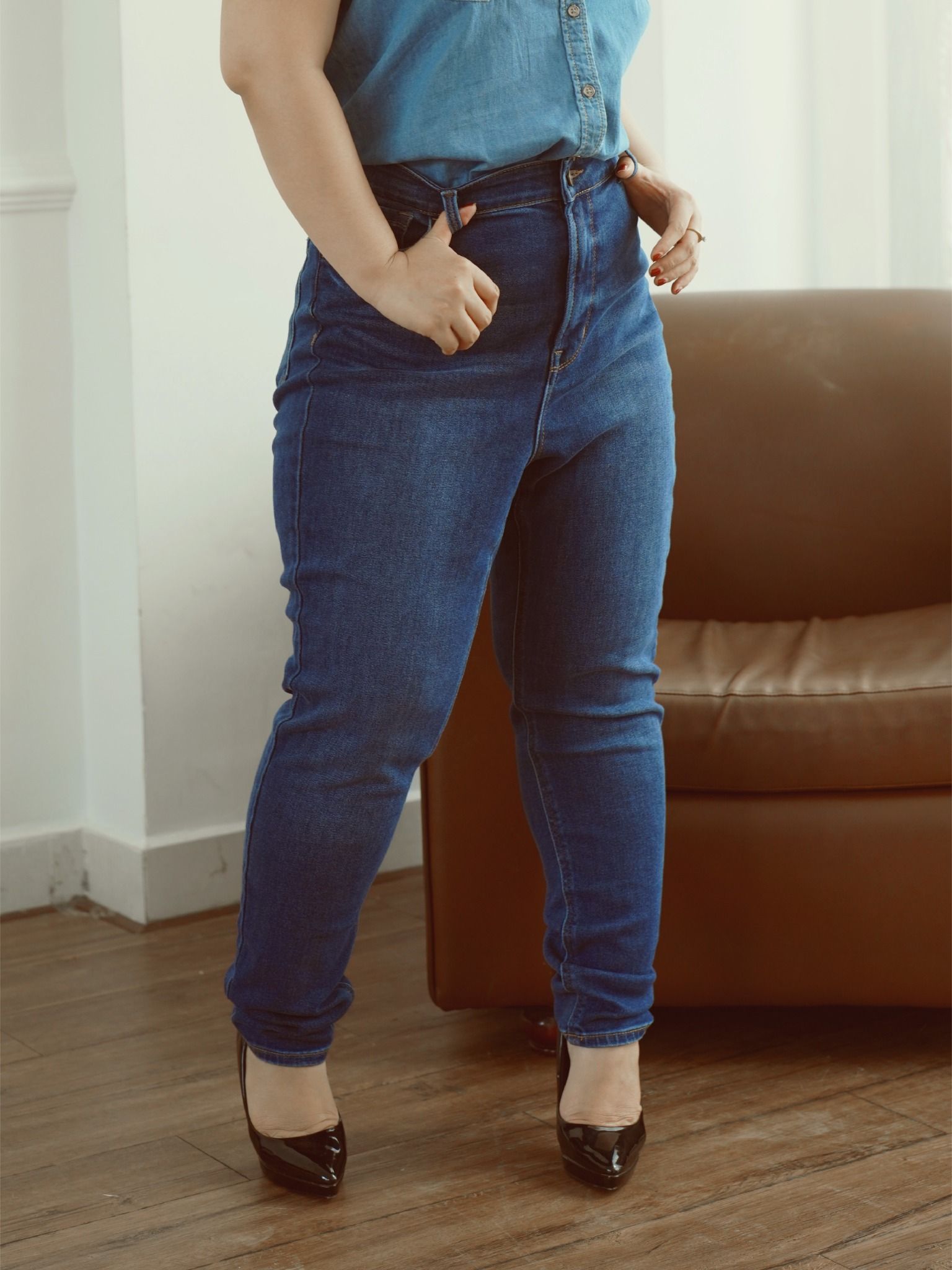 Plus Size - Quần nữ dài jeans Plus Size WJB0242-75 (Plus size skinny)