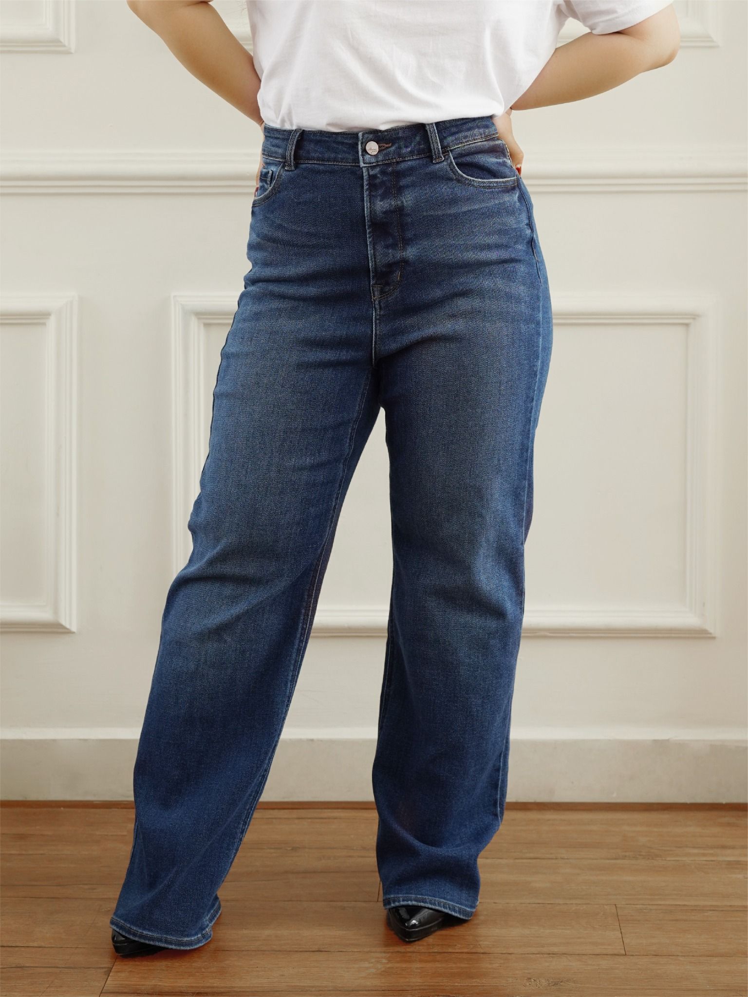 Plus Size - Quần nữ dài jeans Plus Size WJB0244 (Plus size straight)