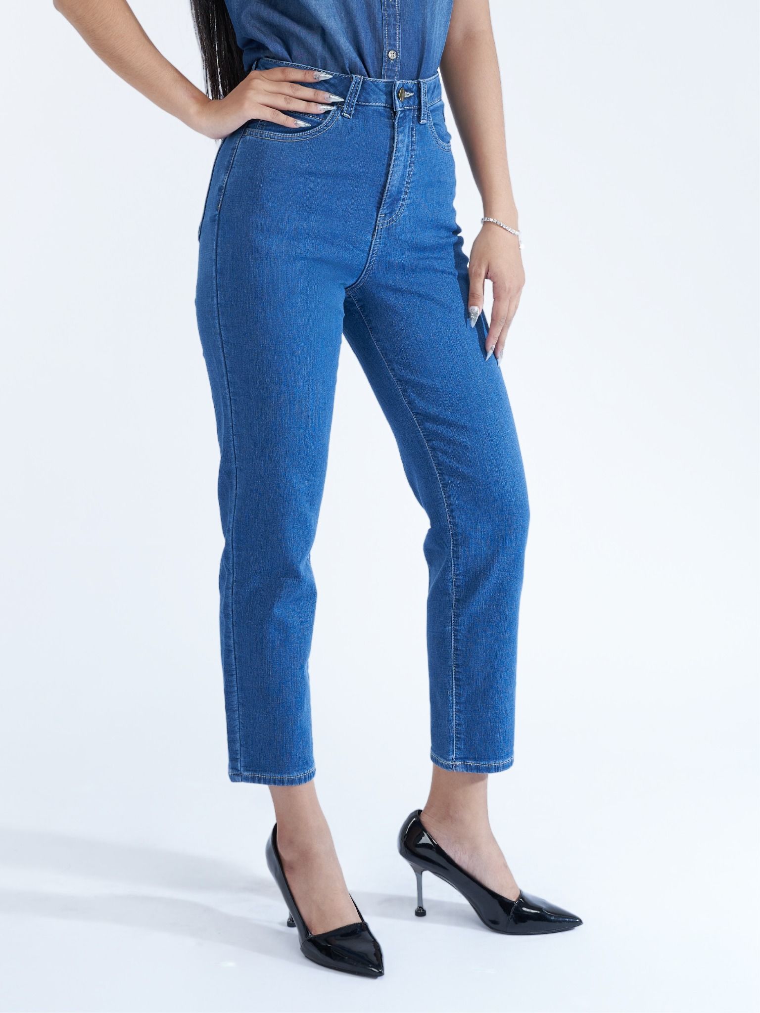 Quần nữ dài jeans 2 da WJB0309-45 (Baggy)