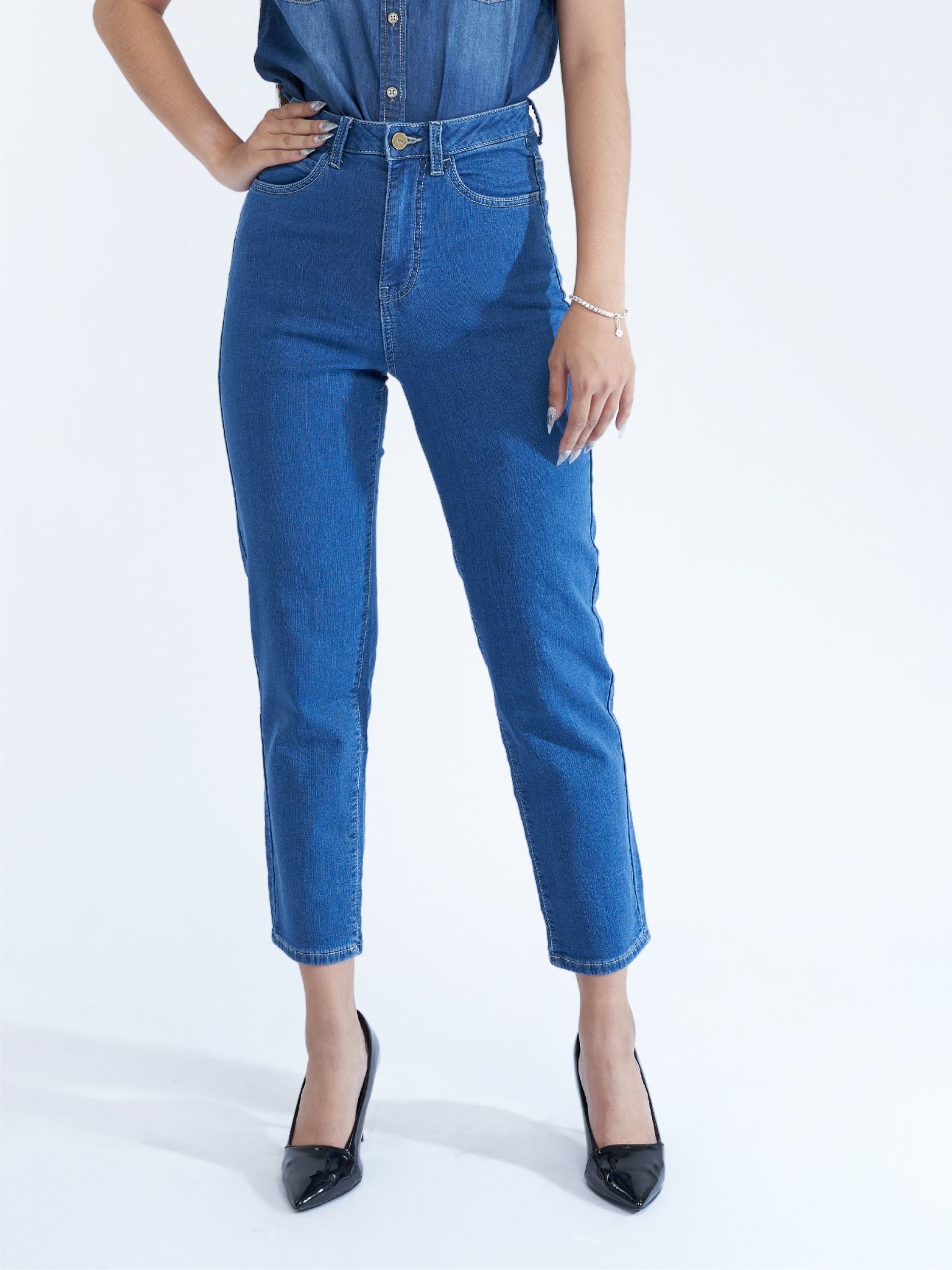 Quần nữ dài jeans 2 da WJB0309-45 (Baggy)