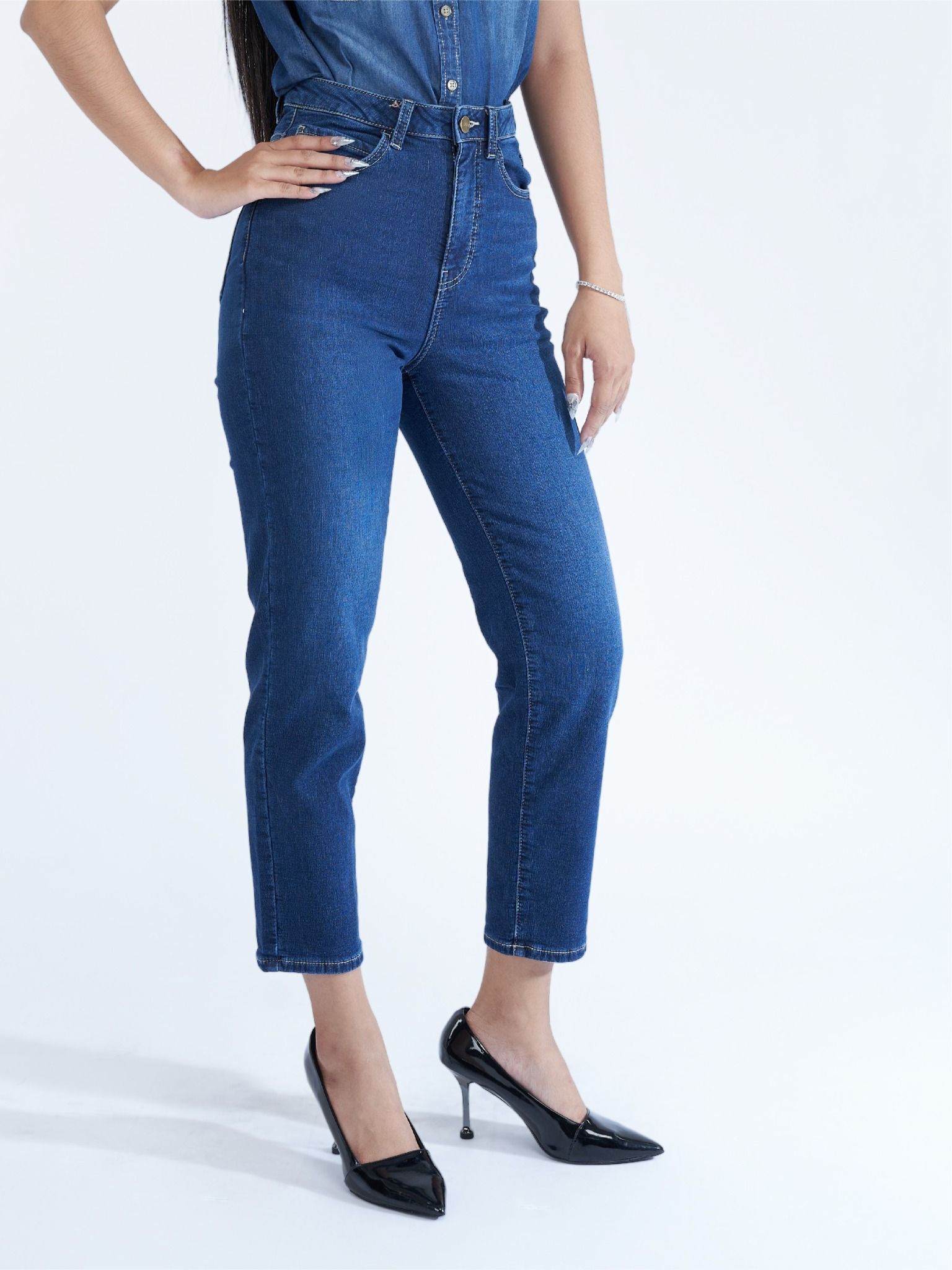 Quần nữ dài jeans 2 da WJB0309-78 (Baggy)