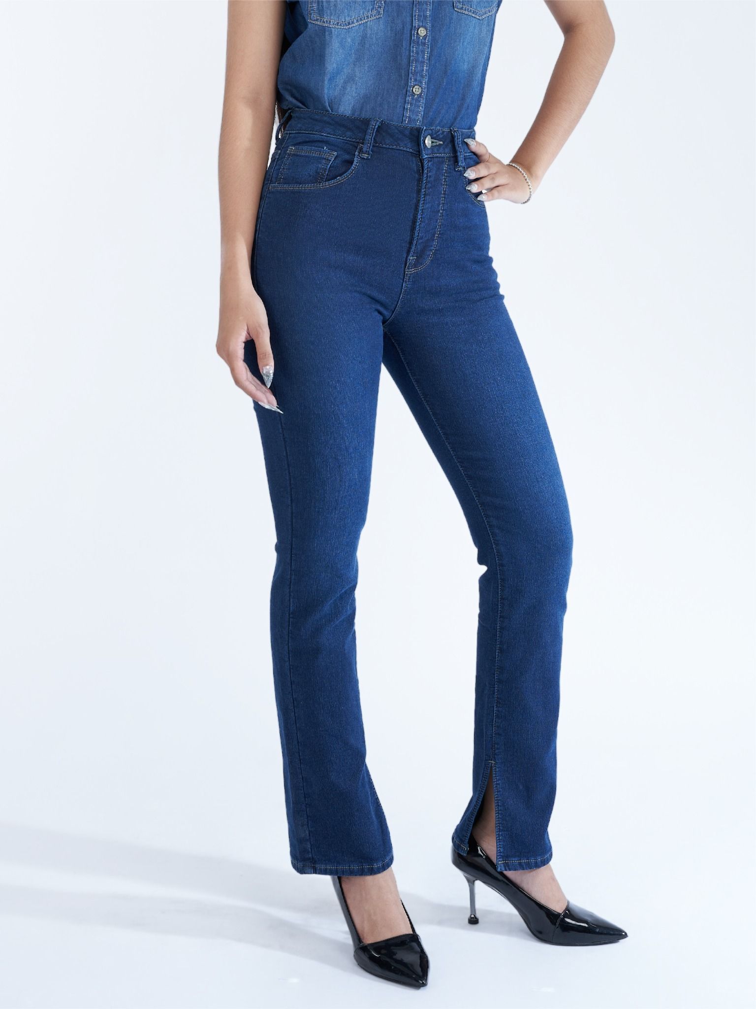 Quần nữ dài jeans 2 da WJB0310 (Flare)