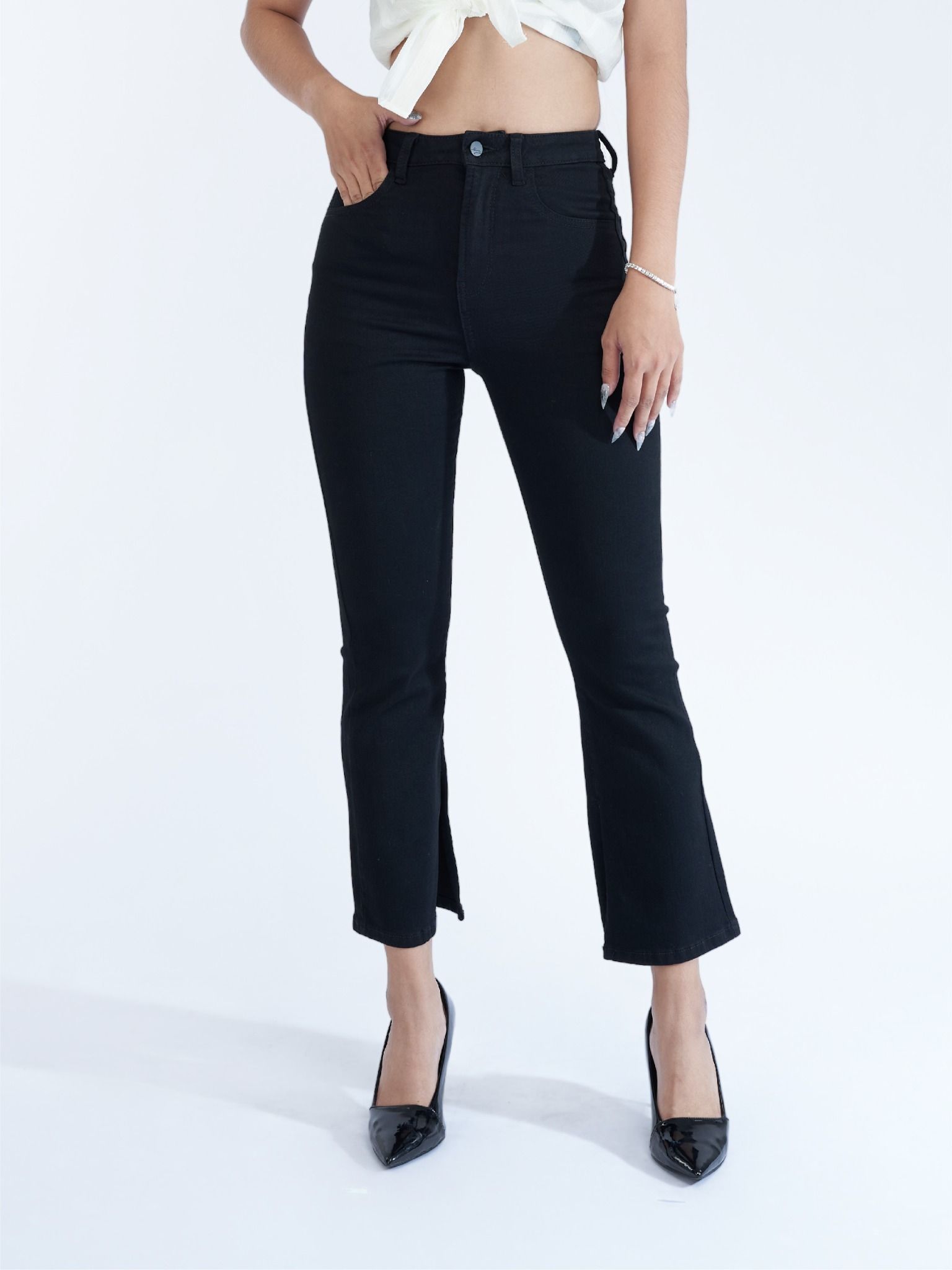 Quần nữ dài jeans ống loe xẻ lai WJB0313-40 (Flare)