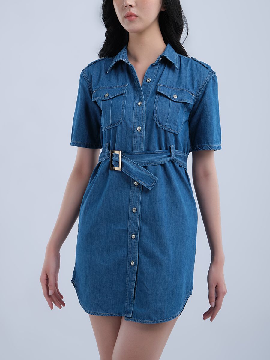 Đầm Jean nữ thắt nơ quanh eo WJF0128-45 (Tailor)