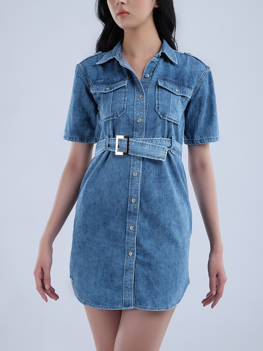 Đầm nữ jeans thắt nơ eo WJF0128-48 (Tailor)