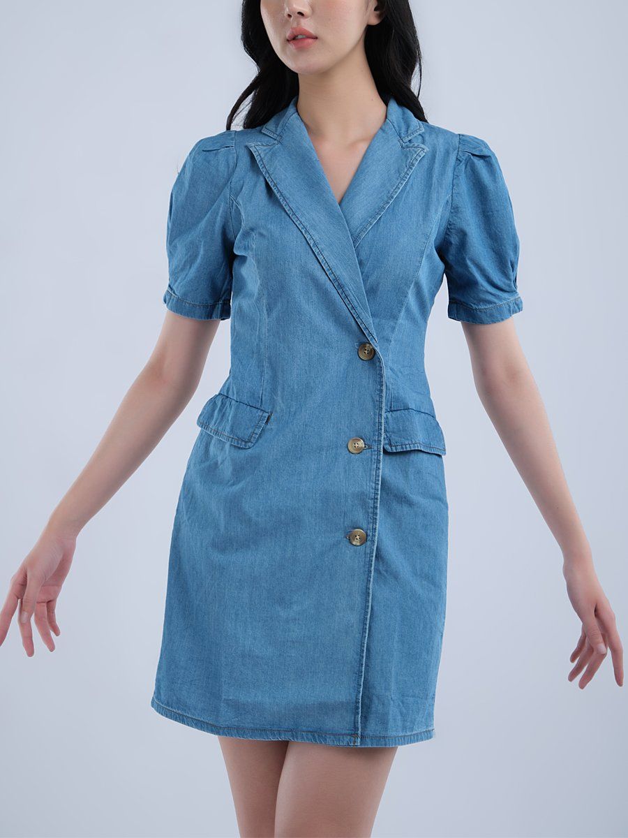 Đầm Jean nữ cổ chữ V 2 túi WJF0129-42 (Tailor)