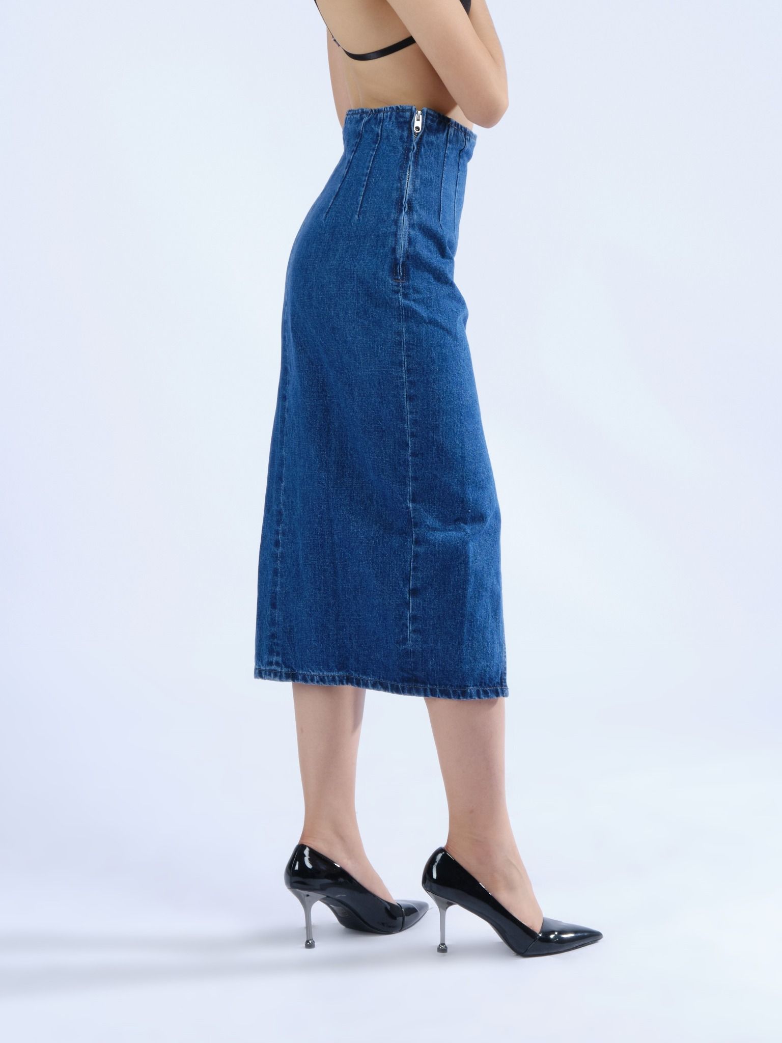 Chân váy jeans nữ thời trang xẻ tà MESSI WJF0140-45 (Tailor)
