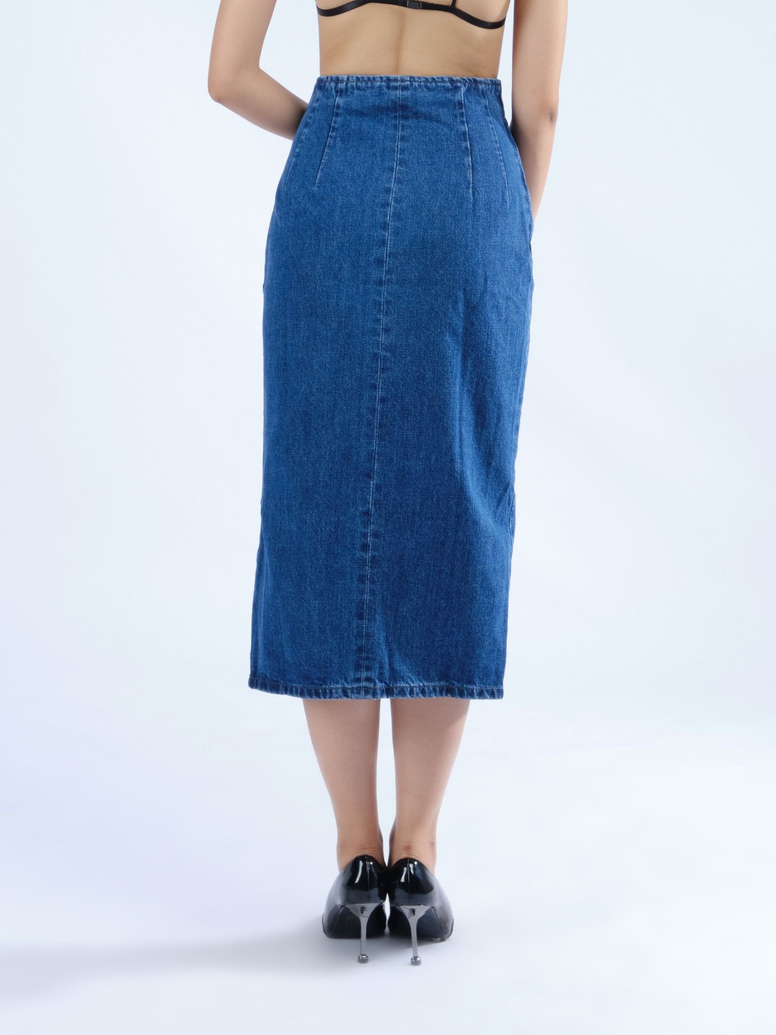 Chân váy jeans nữ thời trang xẻ tà MESSI WJF0140-45 (Tailor)