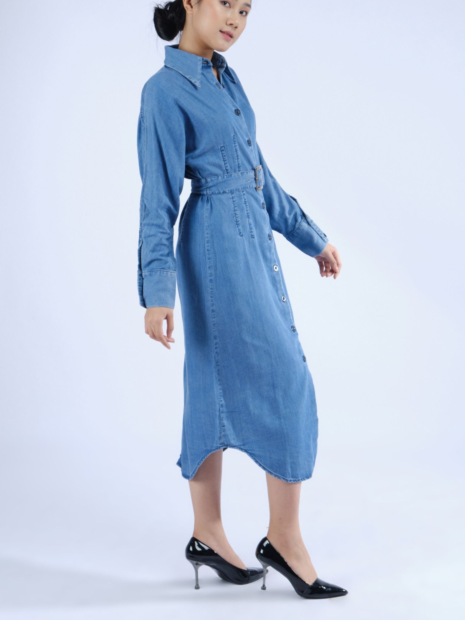 Đầm jeans nữ dài tay thời trang MESSI WJF0142 (Tailor)