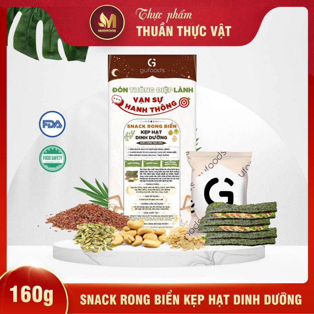 Snack Rong Biển Kẹp Hạt Dinh Dưỡng GUfoods - Nạp Nhanh Năng Lượng, Hương Vị Độc Đáo, Ăn Vặt Healthy, Eat Clean, Thực Dưỡng, Thuần Chay - Bánh Kẹo Tết - Quà Tết (Bánh Và Snack Healthy)