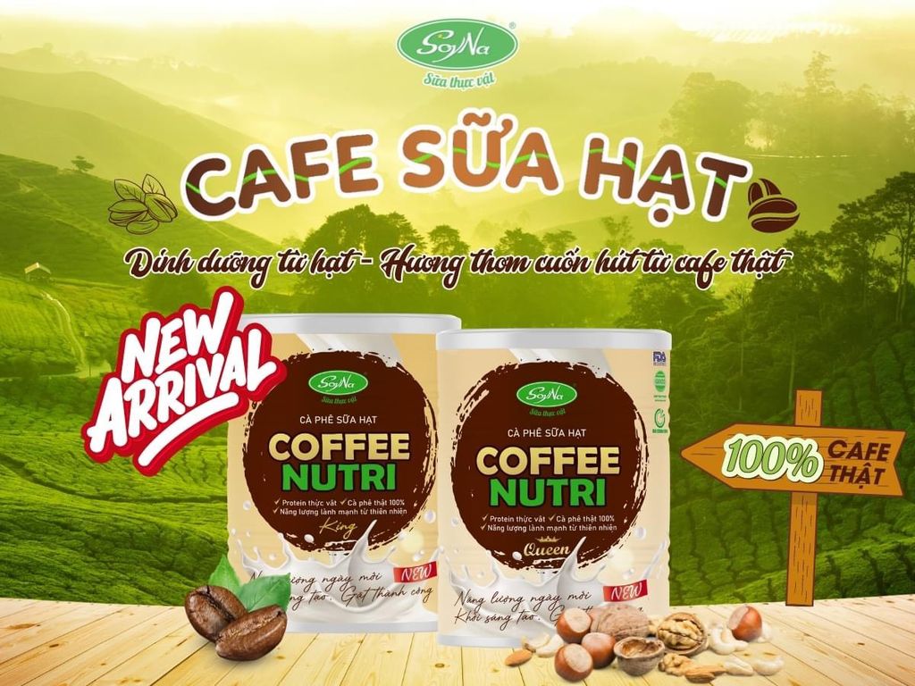 Cafe Sữa Hạt Coffee Nutri Soyna - Dinh Dưỡng Cho Người Ăn Chay, Ăn Kiêng, Người Tiểu Đường, Người Già, Giảm Cân, Healthy, Tốt Cho Tim Mạch, Hàm Lượng Đạm Thực Vật Cao (SH)