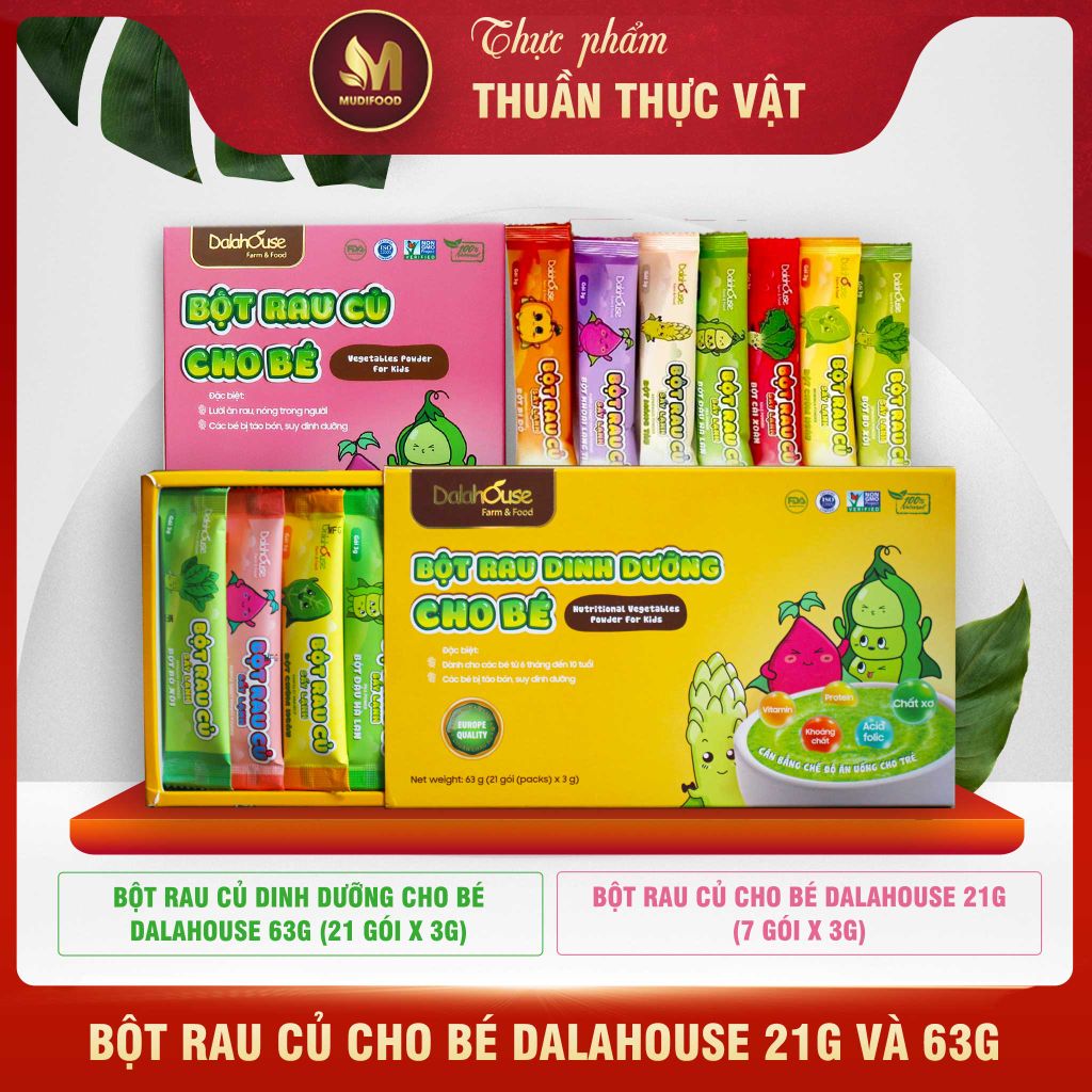 Bột Rau Củ Ăn Dặm Cho Bé Dalahouse - Bột Rau Củ Hữu Cơ Nguyên Chất Sấy Lạnh (BRC)