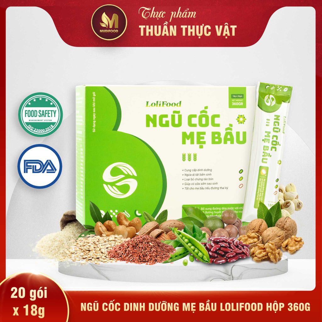 Ngũ Cốc Mẹ Bầu Lolifood 360g - Thực Phẩm Bổ Sung Dinh Dưỡng Cho Mẹ Bầu, Sau Sinh, Hàm Lượng Axit Folic, Omega 3, DHA Cao