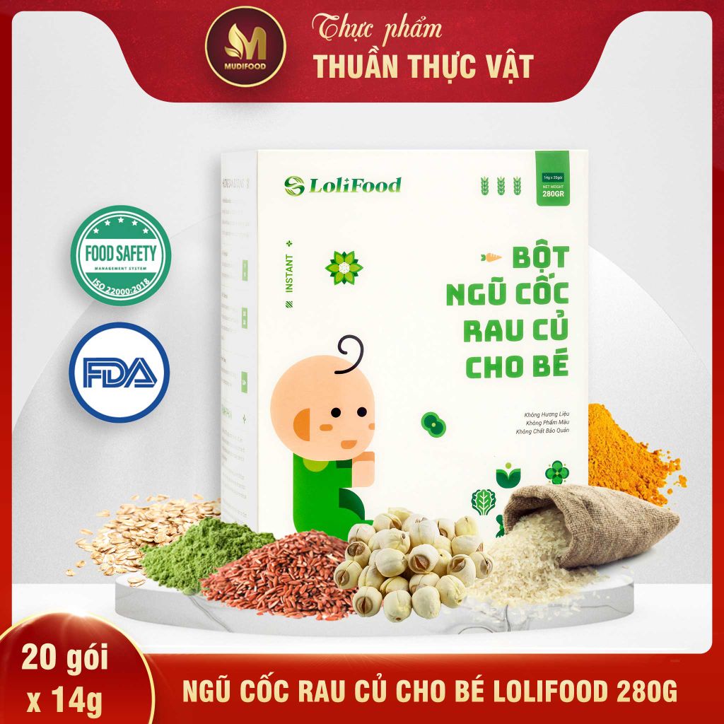 Ngũ Cốc Rau Củ Cho Bé Ăn Dặm Lolifood 280g - Thực Phẩm Bổ Sung Dinh Dưỡng Cho Bé, Hàm Lượng Chất Xơ, Vitamin K Cao