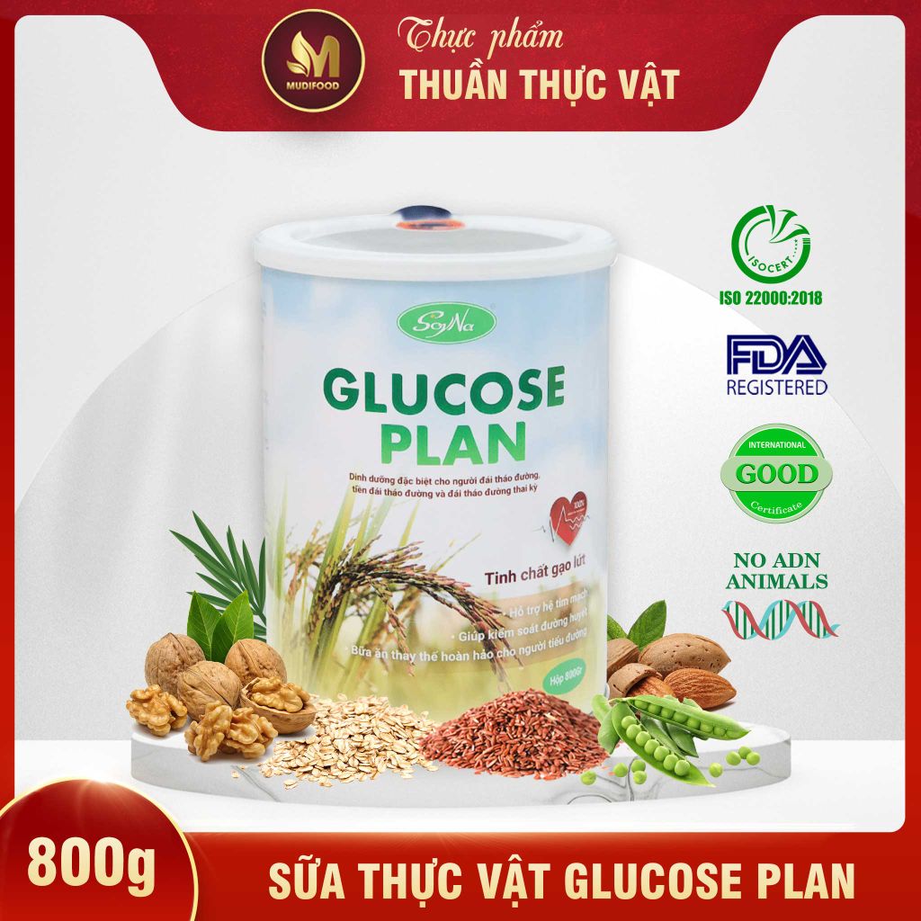 Sữa Glucose Plan Tinh Chất Gạo Lứt Soyna 800g - Dinh Dưỡng Cho Người Tiểu Đường, Người Già, Ăn Chay, Ăn Kiêng, Healthy, Tốt Cho Tim Mạch (SH)