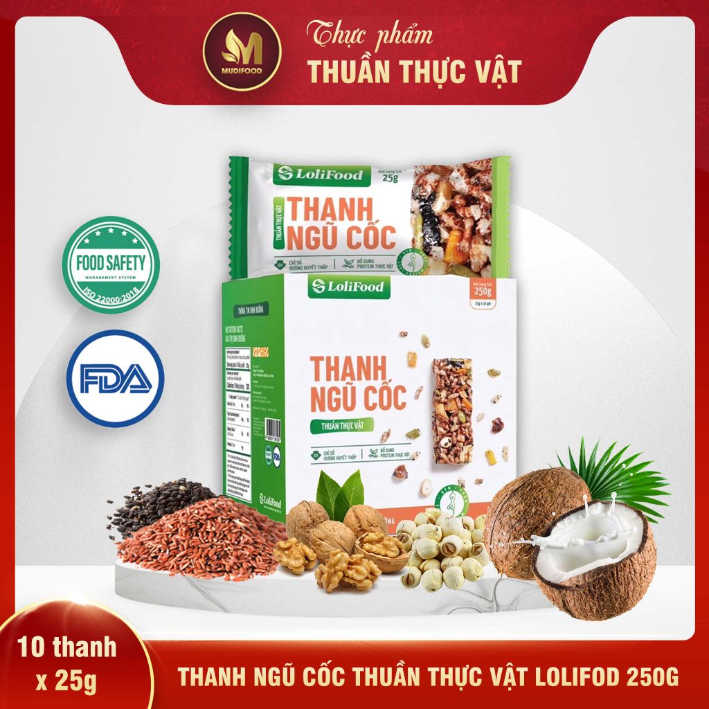 Thanh Ngũ Cốc LoliFood 250g - Thực Phẩm Bổ Sung Dinh Dưỡng Cho Mẹ Bầu, Sau Sinh, Người Chơi Thể Thao, Người Ăn Chay, Ăn Kiêng, Giảm Cân, Eat Clean (Bánh Và Snack Healthy)