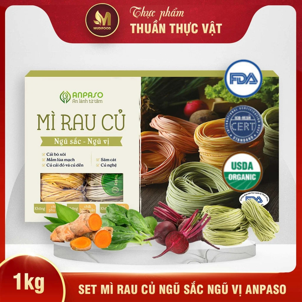 Set Mì Rau Củ Ngũ Sắc Ngũ Vị Anpaso -  Thực Phẩm Bổ Sung Dinh Dưỡng Cho Cả Gia Đình, Người Ăn Chay, Ăn Kiêng, Giảm Cân, Thực Dưỡng, Eat Clean, Healthy (Bún, Phở, Gạo, Mì, Nui)