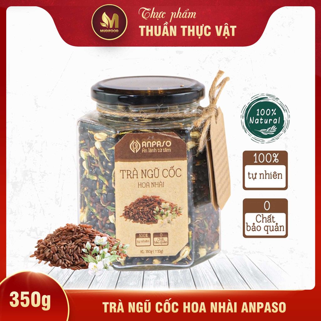 Trà Ngũ Cốc Hoa Nhài Anpaso Hũ 350g - Thức Uống Có Lợi Cho Người Tiểu Đường, Người Già, Người Giảm Cân, Người Bị Mỡ Máu,  Eat Clean, Healthy (Trà)